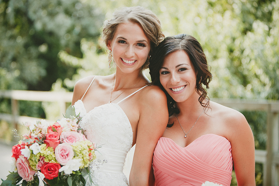 A bride and her maid of honor.