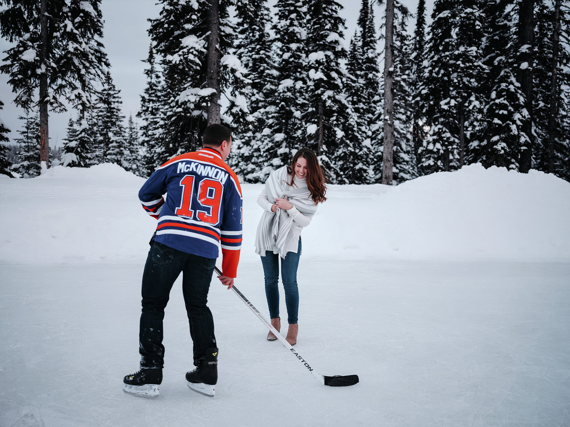 Couple on ice rink at Big White.